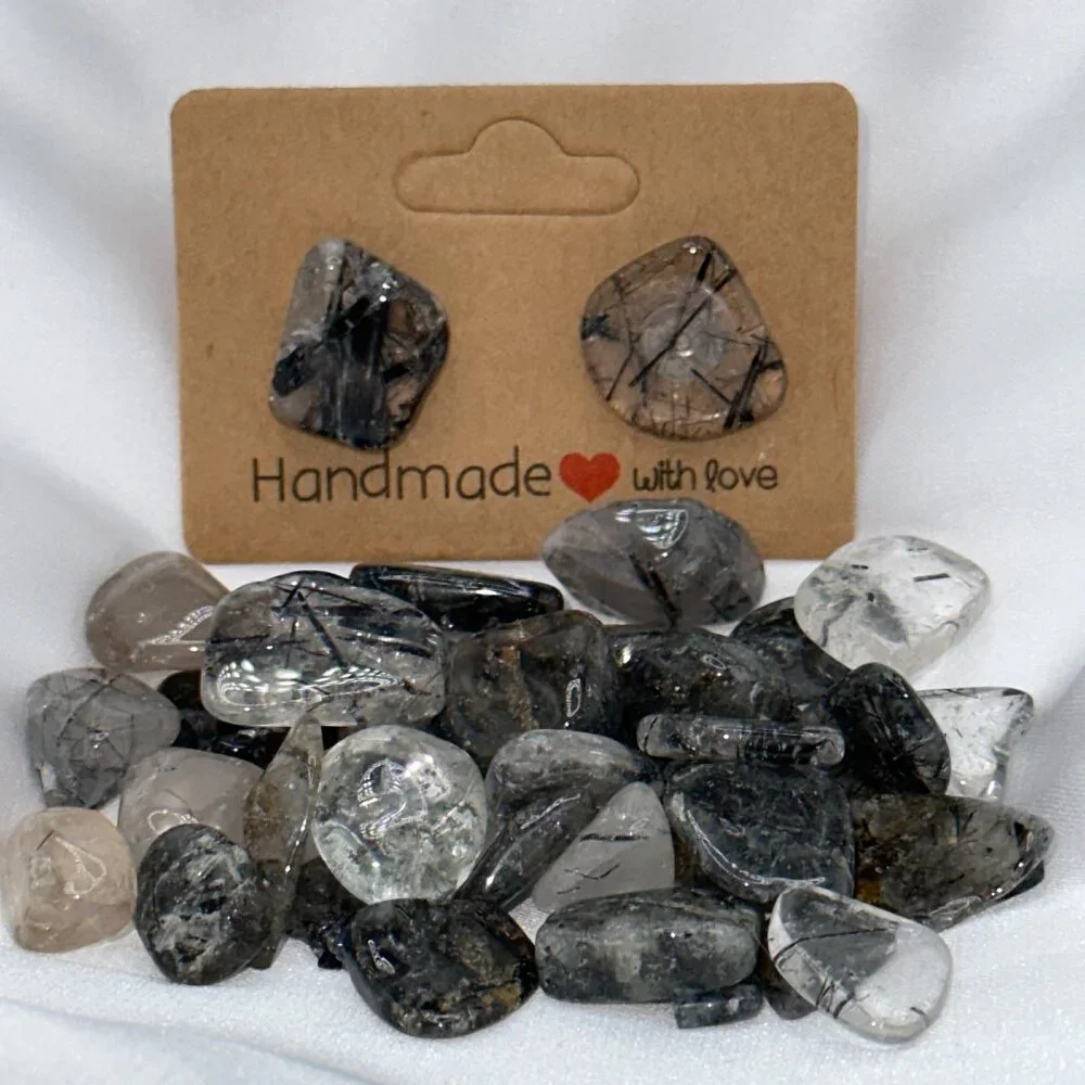Sunstone & Rutilated Quartz Crystal Stud Earring Bundle – 2 Pairs | Handmade